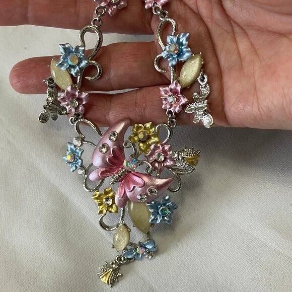 Fashion Costume Jewelry Necklace & Earring Set Butterflies & Flowers - Picture 6 of 12